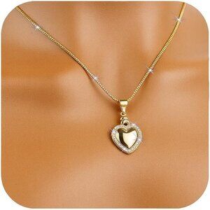 Dainty 14K Gold Plated Heart CZ Faith Necklace | Spiritual Love Gift Women